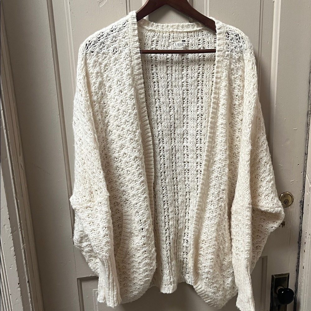 LA Hearts Boho Knit Cardigan Sweater in Ivory, One Size